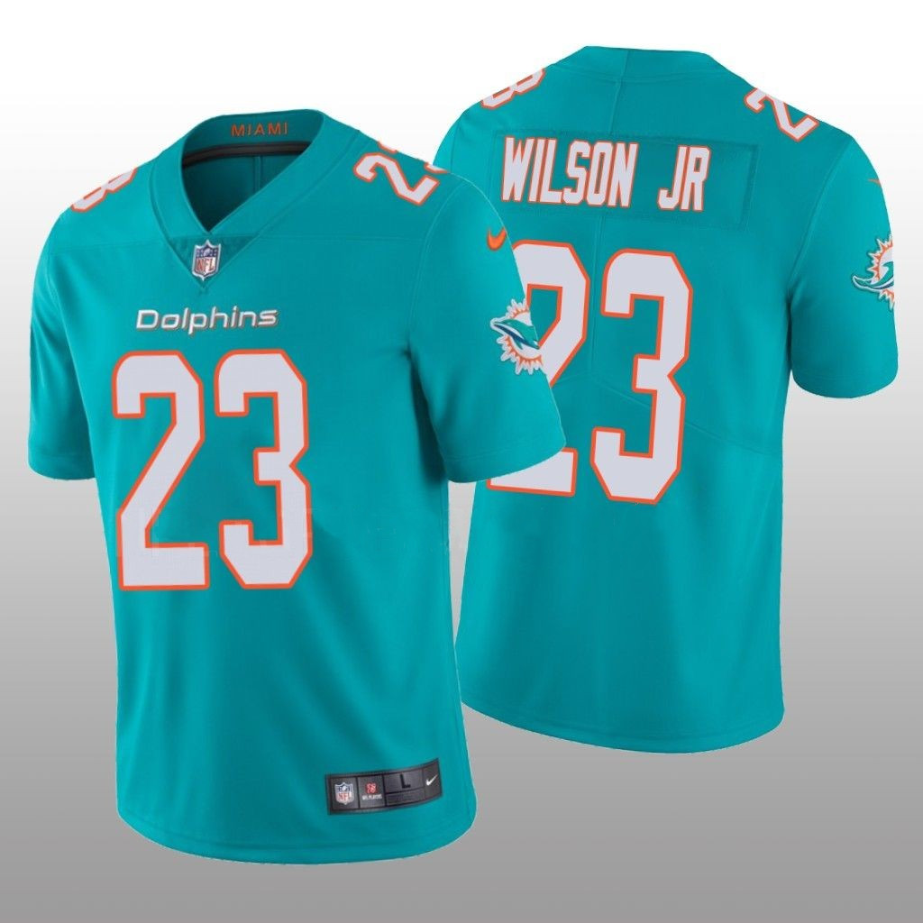 Men's Aqua Miami Dolphins #23 Jeff Wilson Jr 2022 Vapor Untouchable Limited Stitched Jersey