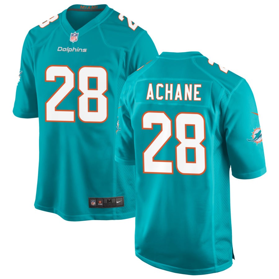 Men's Aqua Miami Dolphins #28 Devon Achane Football player Game Stitched Football Jersey