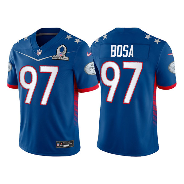 Men's Royal San Francisco 49ers #97 Nick Bosa 2022 Pro Bowl Stitched Jersey