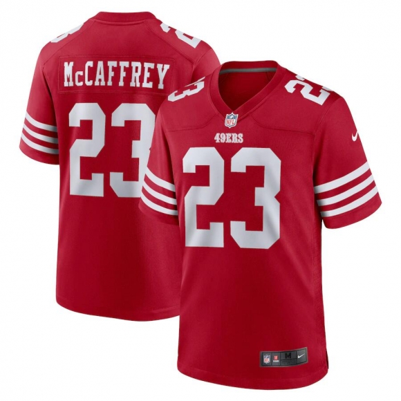 Men's Red San Francisco 49ers #23 Christian McCaffrey 2022 Stitched Game Jersey