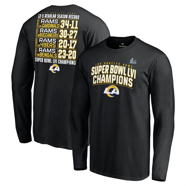 Men's Black Los Angeles Rams 2022 Super Bowl LVI Champions Long Sleeve T-Shirt