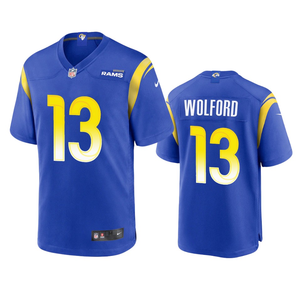 Men's Royal Los Angeles Rams #13 John Wolford Stitched Football Game Jersey