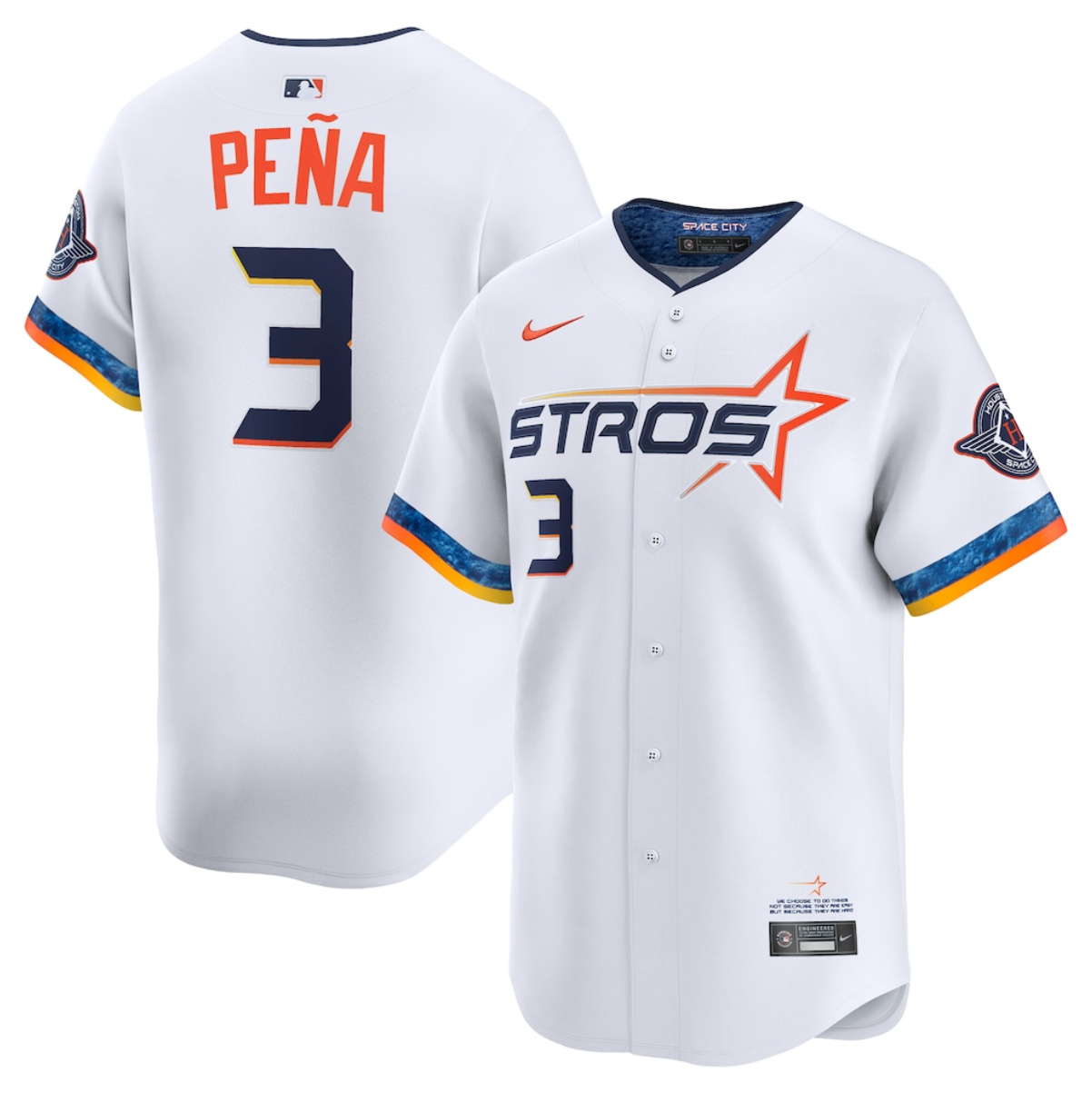 Men's White Houston Astros #3 Jeremy Peña 2025 City Connect Limited Stitched Baseball Jersey