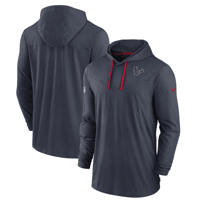 Men's Navy Houston Texans Sideline Pop Performance Pullover Long Sleeve Hoodie T-Shirt