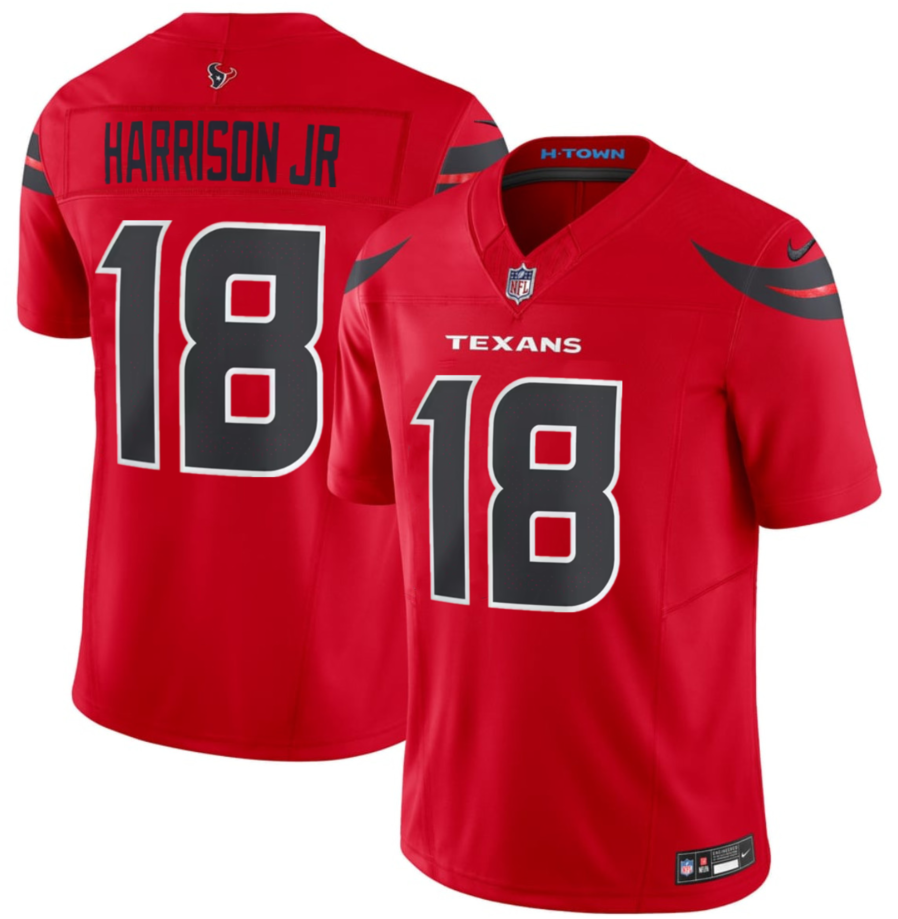 Men's Red Houston Texans #18 Marvin Harrison Jr 2024 Alternate Vapor F.U.S.E. Limited Stitched Jersey