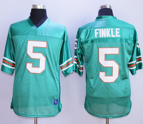 Men's Green Miami Dolphins Mitchell And Ness #5 Ray Finkle Stitched Throwback Football Jersey