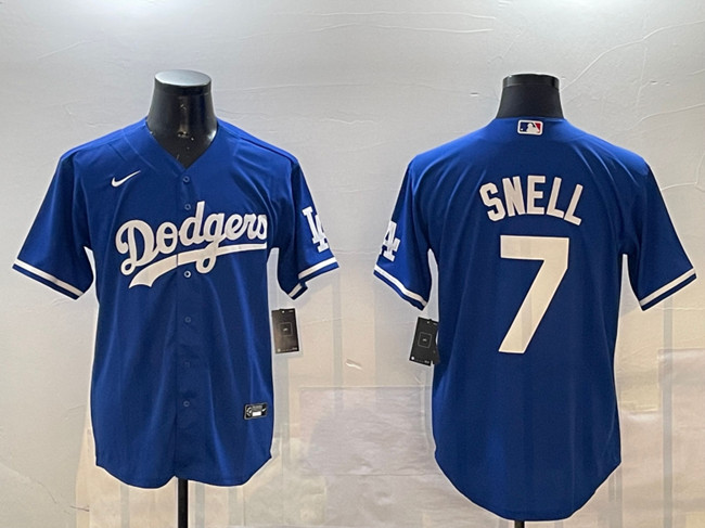 Men's Royal Los Angeles Dodgers #7 Blake Snell Cool Base Stitched Baseball Jersey