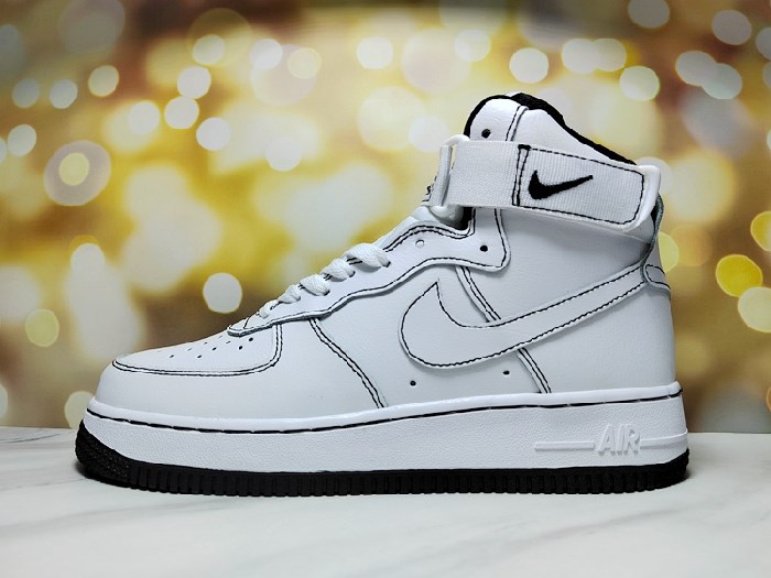 Men's Air Force 1 High Top White/Black Shoes 0645