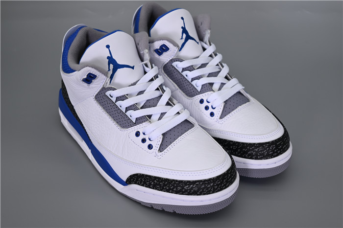 Men's Running Weapon Air Jordan 3 White/Royal OG Shoes 068