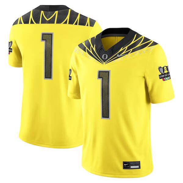 Youth Yellow Oregon Ducks #1 Stitched Football Jersey