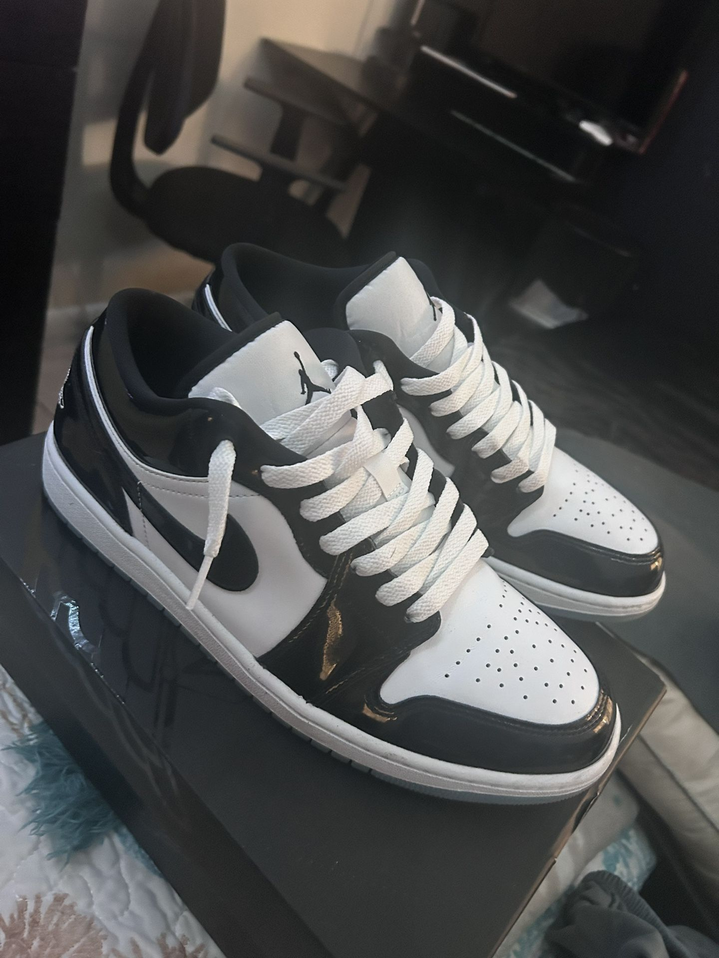 Men's White/Black Running Weapon Air Jordan 1 Shoes 0744