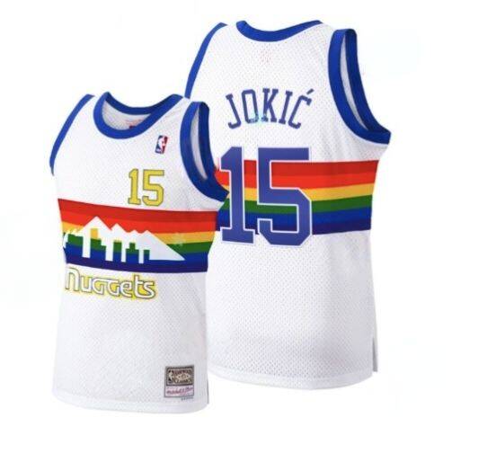 Men's White Denver Nuggets #15 Nikola Jokić Stitched Basketball Jersey