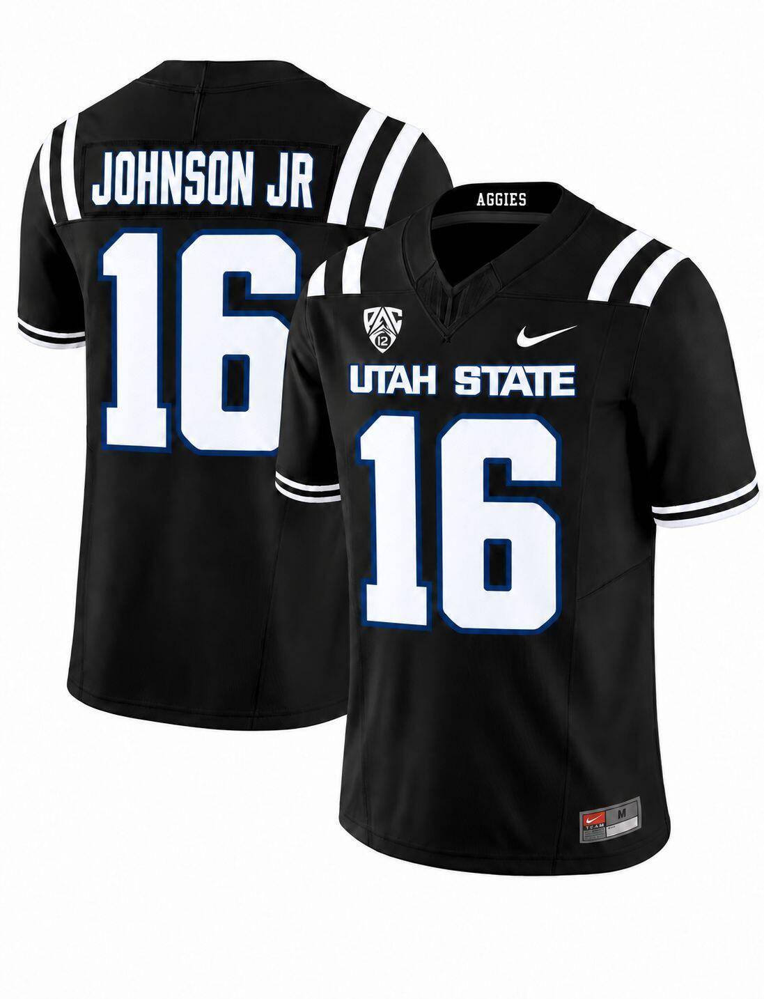 Youth Black Utah State University Aggies #16 Johnson Jr Stitched Football Jersey