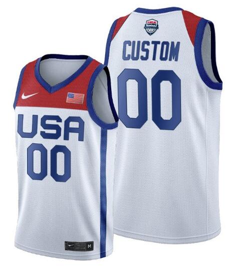 Men's White USA Basketball ACTIVE PLAYER Custom 2021 Summer Olympics Limited Stitched Jersey