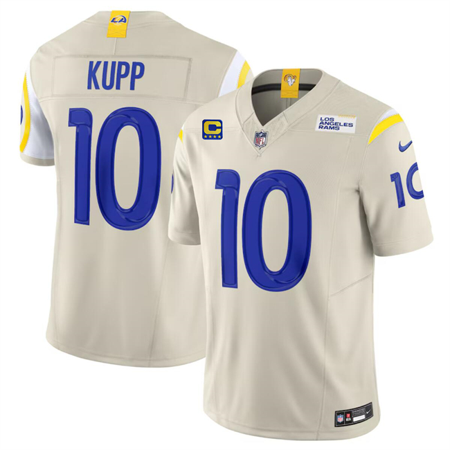 Men's Bone Los Angeles Rams #10 Cooper Kupp 2024 F.U.S.E With 4-Star C Patch Vapor Limited Stitched Jersey