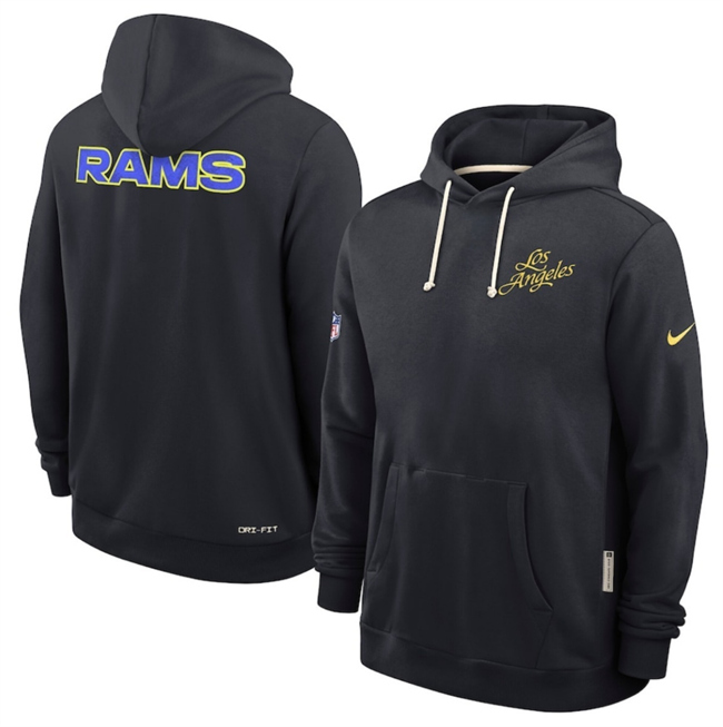 Men's Blue Los Angeles Rams Midnight 2025 Rivalries Collection Standard Issue Sideline Dri-FIT Hoodie