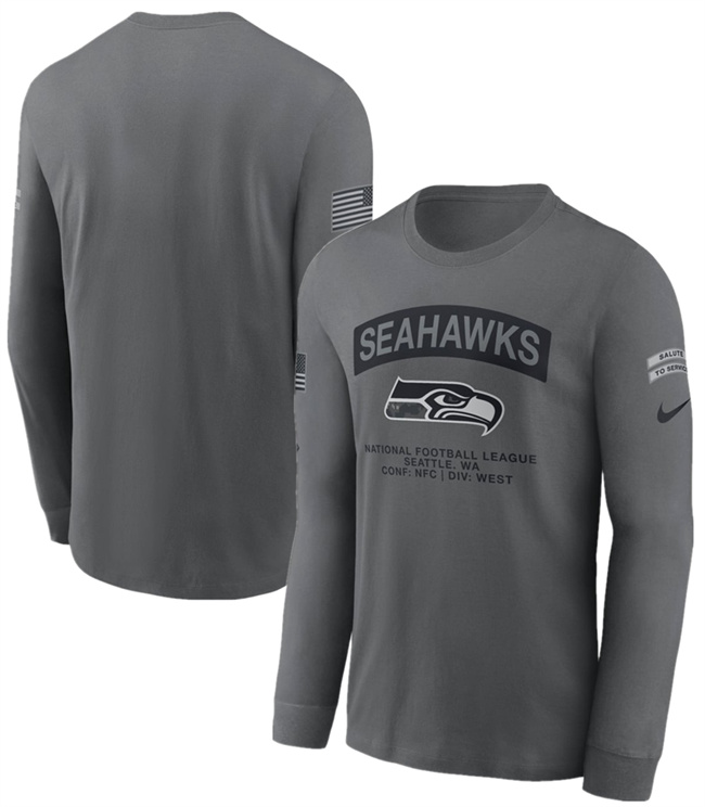 Men's Gray Seattle Seahawks 2026 Salute to Service Long Sleeve T-Shirt