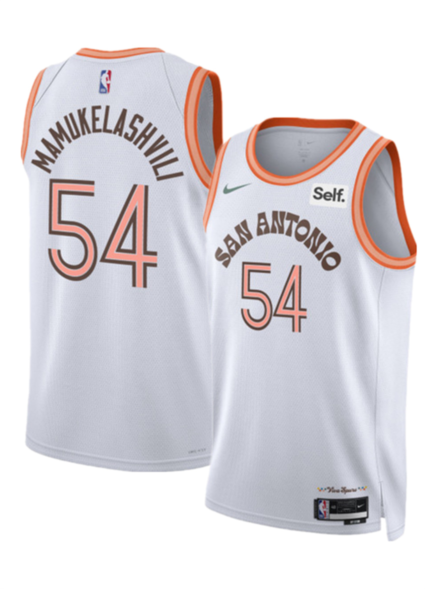 Men's White San Antonio Spurs #54 Sandro Mamukelashvili 2023/24 City Edition Stitched Basketball Jersey