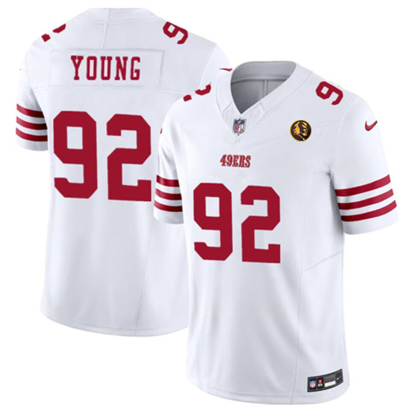 Men's White San Francisco 49ers #92 Chase Young 2023 F.U.S.E. With John Madden Patch Vapor Limited Stitched Football Jersey