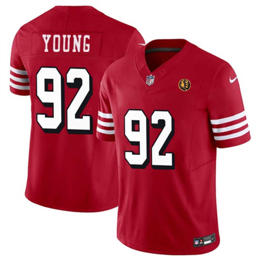 Men's Red San Francisco 49ers #92 Chase Young New 2023 F.U.S.E. With John Madden Patch Vapor Limited Stitched Football Jersey