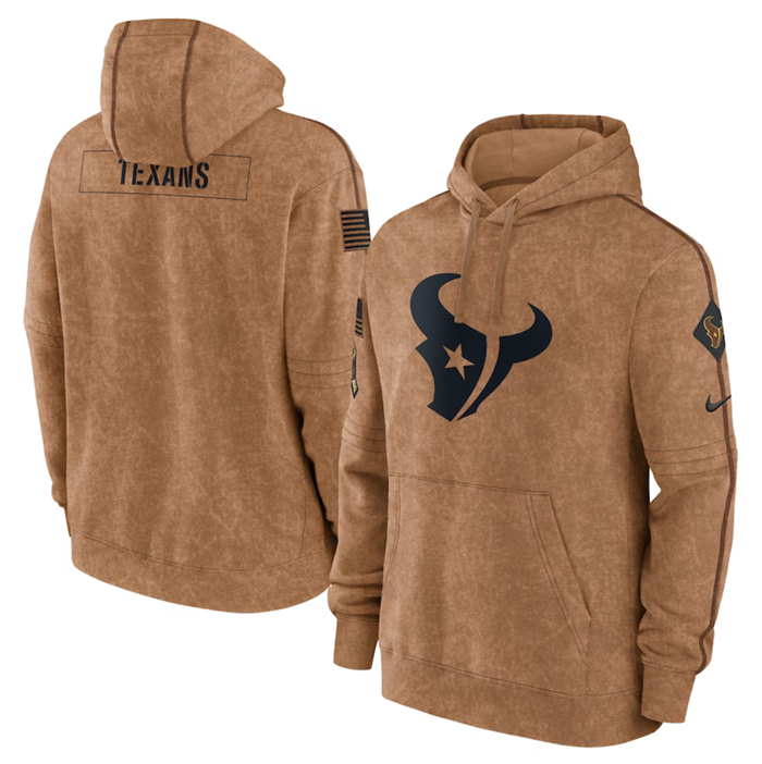 Men's Brown Houston Texans 2023 Salute To Service Pullover Hoodie