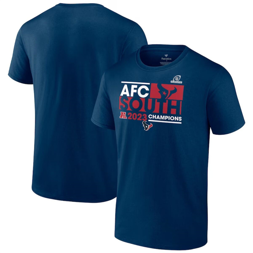Men's Navy Houston Texans 2023 AFC South Division Champions Conquer T-Shirt