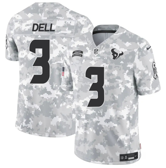 Men's Arctic Camo Houston Texans #3 Tank Dell 2024 F.U.S.E Salute to Service Limited Stitched Football Jersey