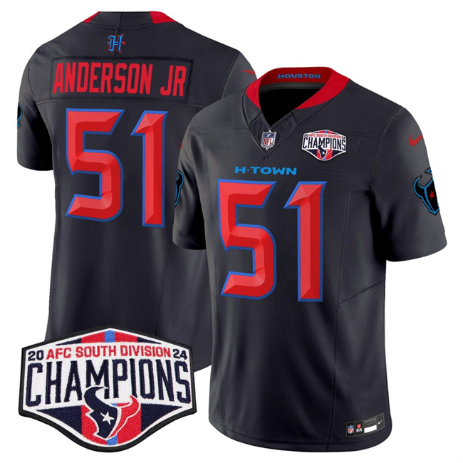 Men's Navy Houston Texans #51 Will Anderson Jr. 2nd Alternate F.U.S.E. 2024 AFC South Division Champions Vapor Limited Stitched Football Jersey