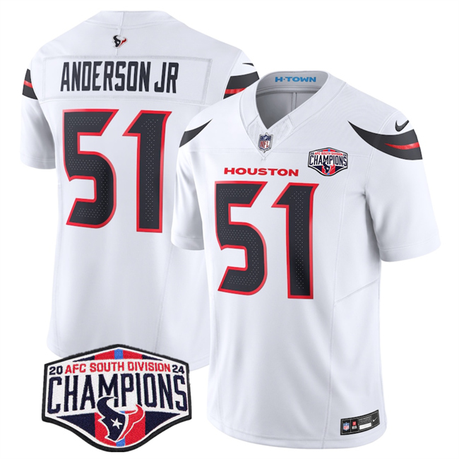Men's White Houston Texans #51 Will Anderson Jr. F.U.S.E. 2024 AFC South Division Champions Vapor Limited Stitched Football Jersey