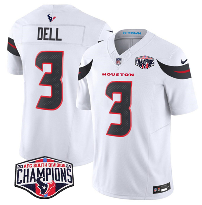Men's White Houston Texans #3 Tank Dell F.U.S.E. 2024 AFC South Division Champions Vapor Limited Stitched Football Jersey
