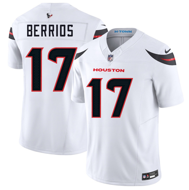 Men's White Houston Texans #17 Braxton Berrios 2024 Vapor F.U.S.E. Limited Stitched jersey