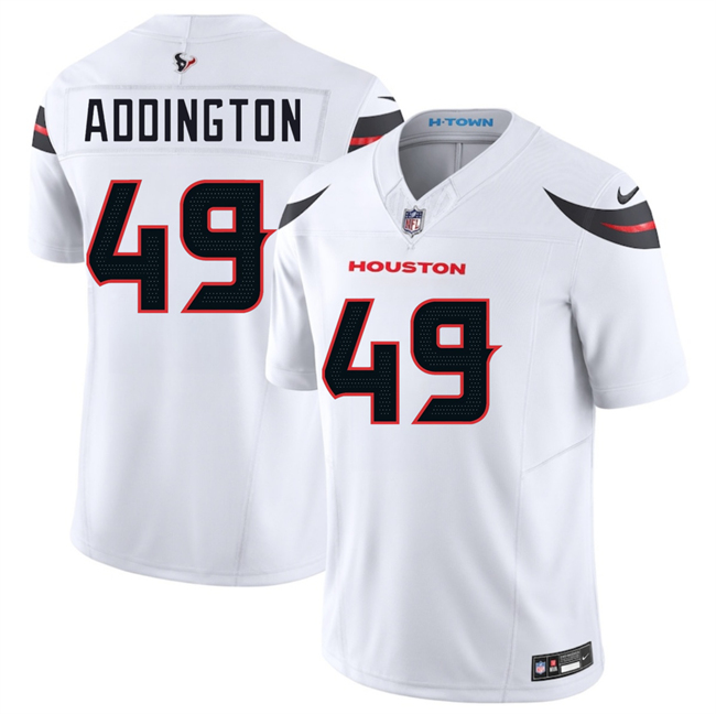 Men's White Houston Texans #49 Tucker Addington 2024 Vapor F.U.S.E. Limited Stitched jersey