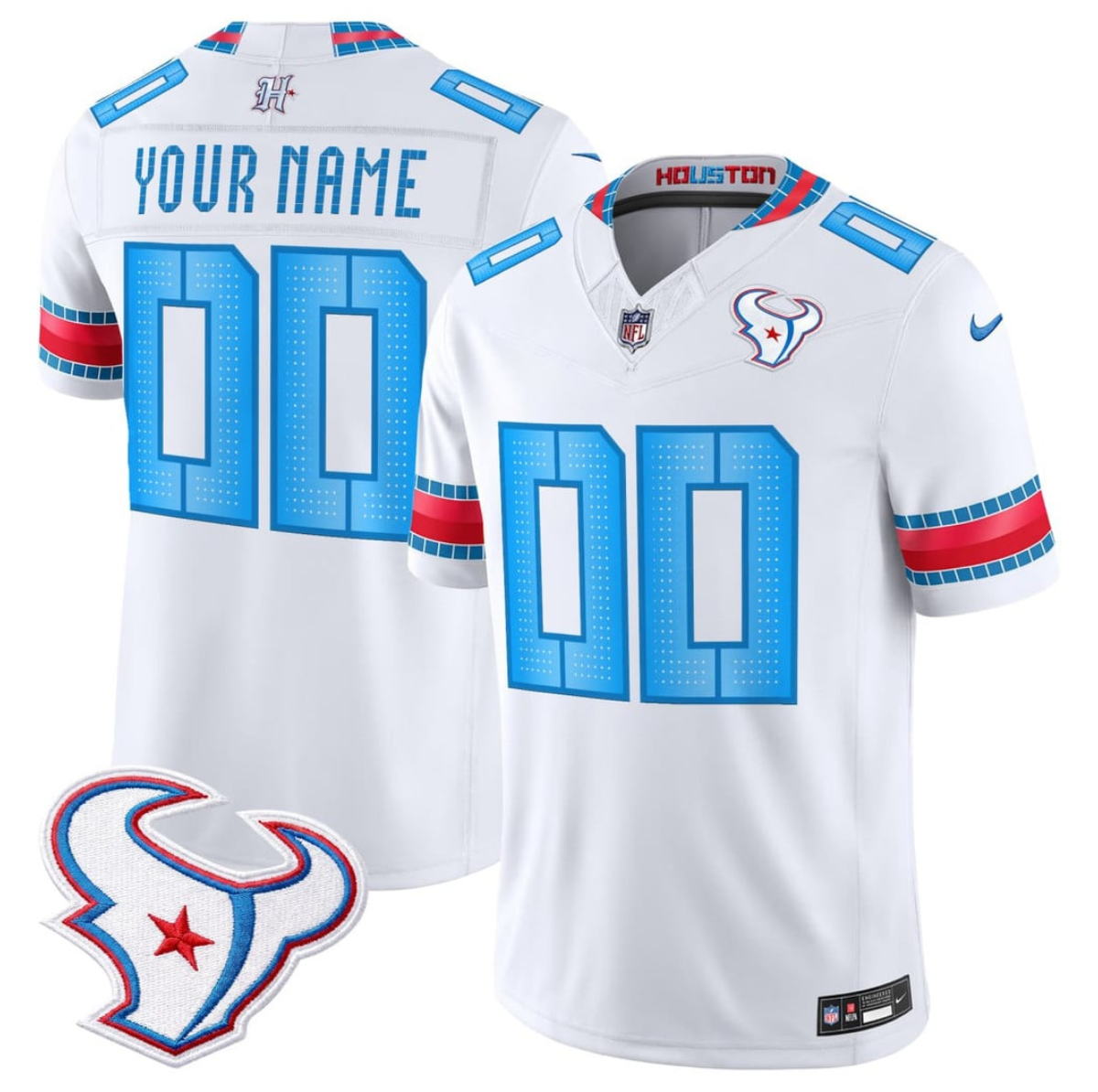 Men's White Houston Texans Active Player Custom 2026 F.U.S.E. 'HOUSTON/US' Rivalries Collection Limited Stitched Football Jersey