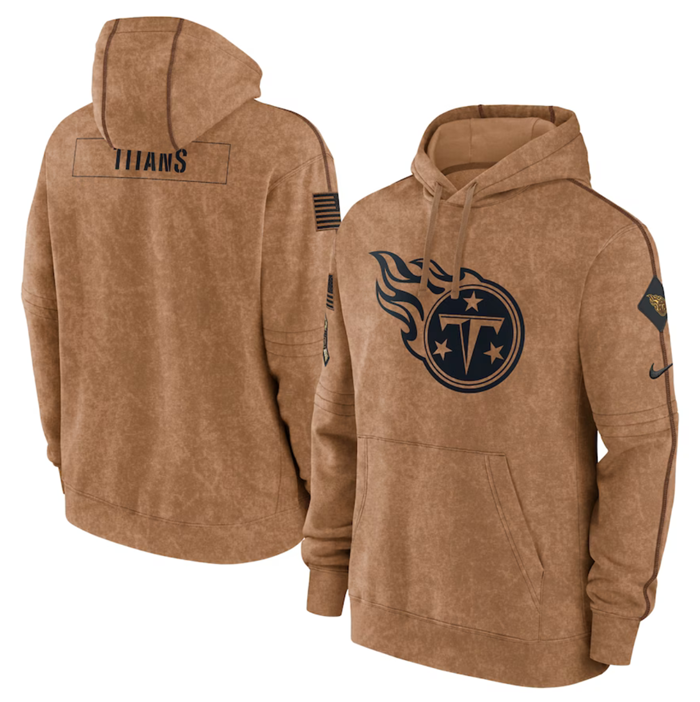Men's Brown Tennessee Titans 2023 Salute To Service Pullover Hoodie