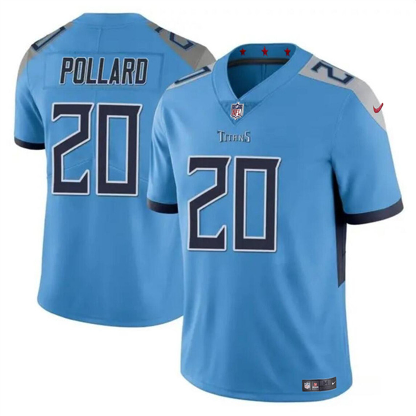 Men's Blue Tennessee Titans #20 Tony Pollard Vapor Limited Stitched Football Jersey