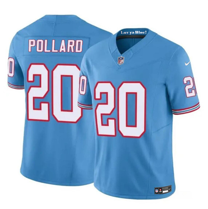 Men's Blue Tennessee Titans #20 Tony Pollard 2023 F.U.S.E. Throwback Limited Stitched Football Jersey