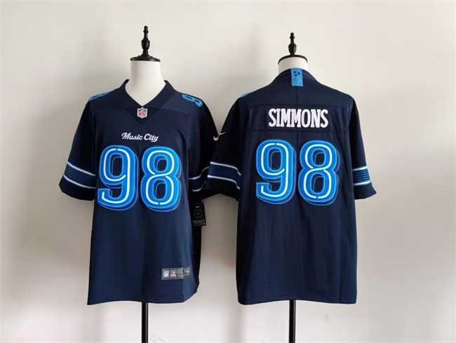 Men's Navy Tennessee Titans #98 Jeffery Simmons 2026 'Music City' Rivalries Collection Limited Stitched Football Jersey