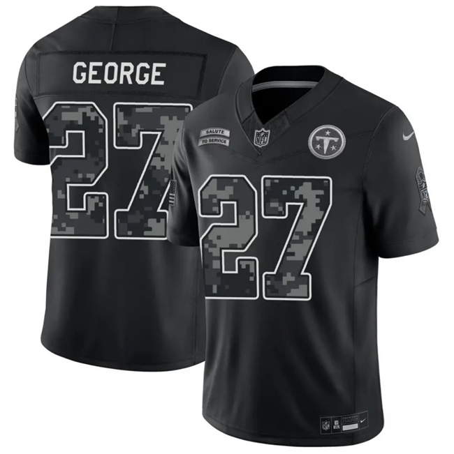 Men's Black Tennessee Titans #27 Eddie George F.U.S.E. 2026 Salute to Service Limited Stitched Football Jersey