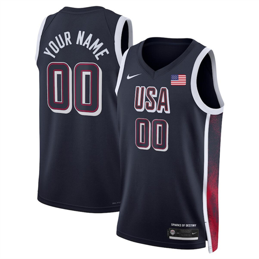 Men's Navy USA Basketball ACTIVE PLAYER Custom 2024 Swingman Stitched Jersey