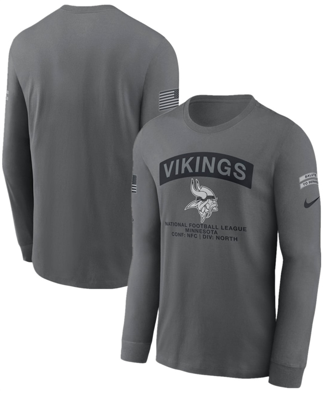 Men's Gray Minnesota Vikings 2026 Salute to Service Long Sleeve T-Shirt