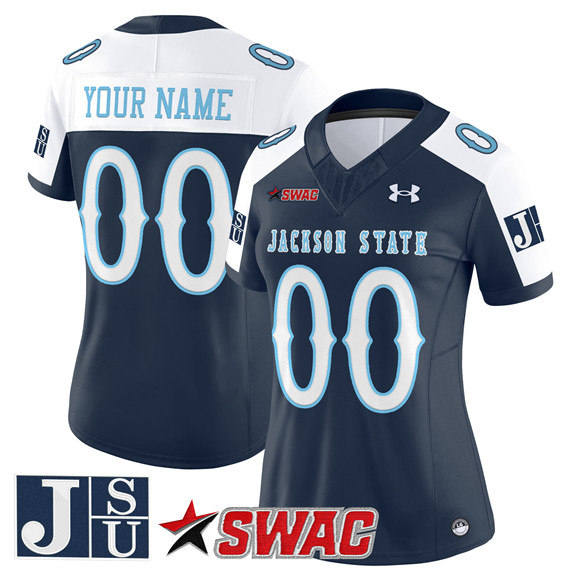 Women's Navy Jackson State Tigers Active Player Custom Alternate 2025 F.U.S.E. Vapor Limited Stitched Football Jersey(Run Small)