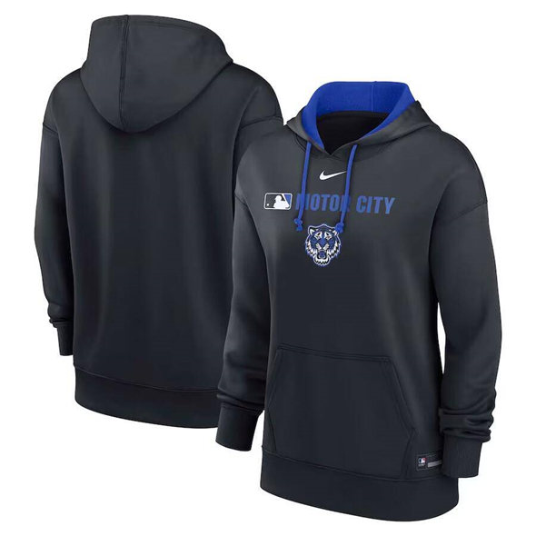 Women's Black Detroit Tigers City Connect Therma Pullover Hoodie