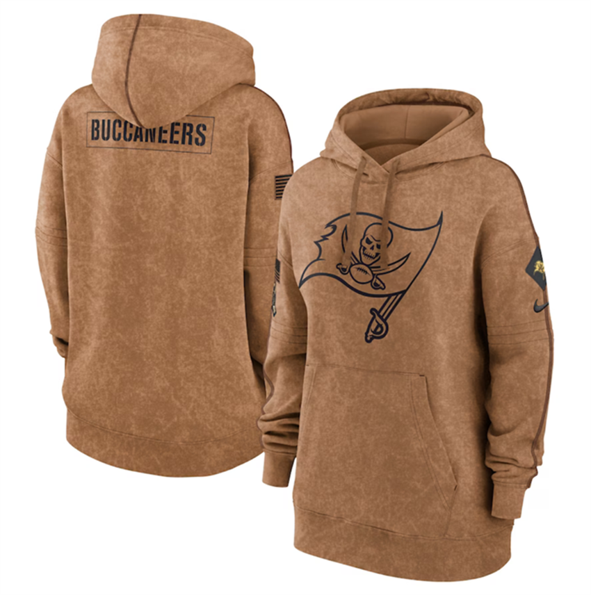Women's Brown Tampa Bay Buccaneers 2023 Salute To Service Pullover Hoodie(Run Small)