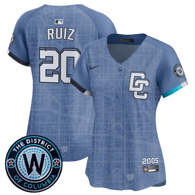 Women's Blue Washington Nationals #20 Keibert Ruiz 2025 City Connect Limited Stitched Baseball Jersey(Run Small)