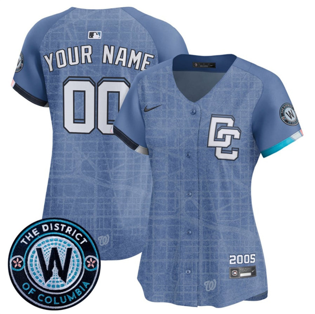 Women's Blue Washington Nationals Active Player Custom 2025 City Connect Limited Stitched Baseball Jersey(Run Small)