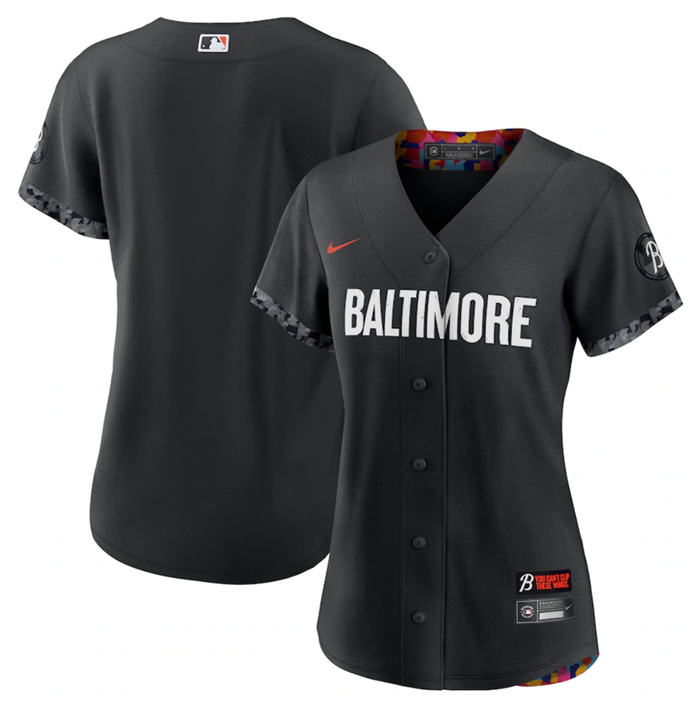 Women's Black Baltimore Orioles Blank 2023 City Connect Stitched Baseball Jersey(Run Small)