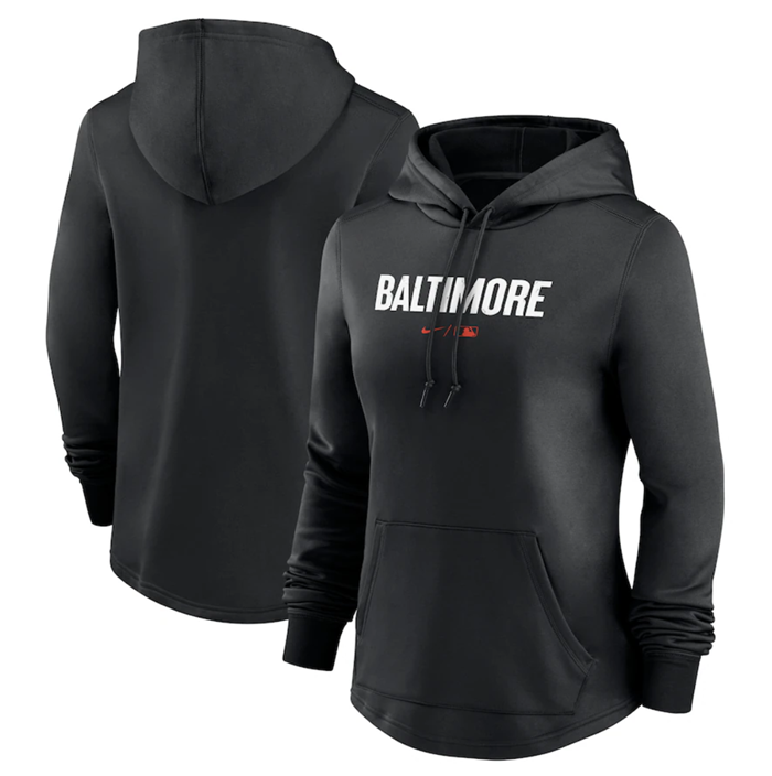 Women's Black Baltimore Orioles 2023 City Connect Performance Pullover Hoodie(Run Small)