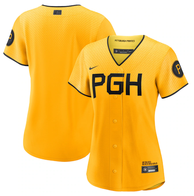Women's Gold Pittsburgh Pirates Blank 2023 City Connect Stitched Jersey