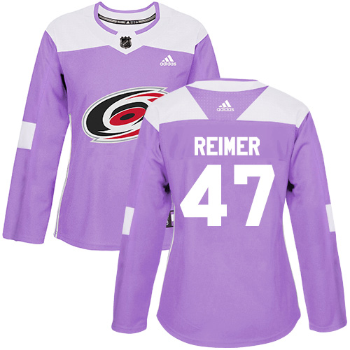 Adidas Hurricanes #47 James Reimer Purple Authentic Fights Cancer Women's Stitched NHL Jersey