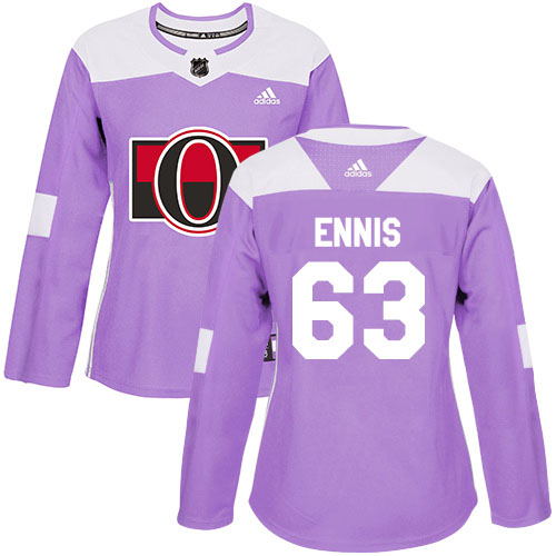 Adidas Senators #63 Tyler Ennis Purple Authentic Fights Cancer Women's Stitched NHL Jersey